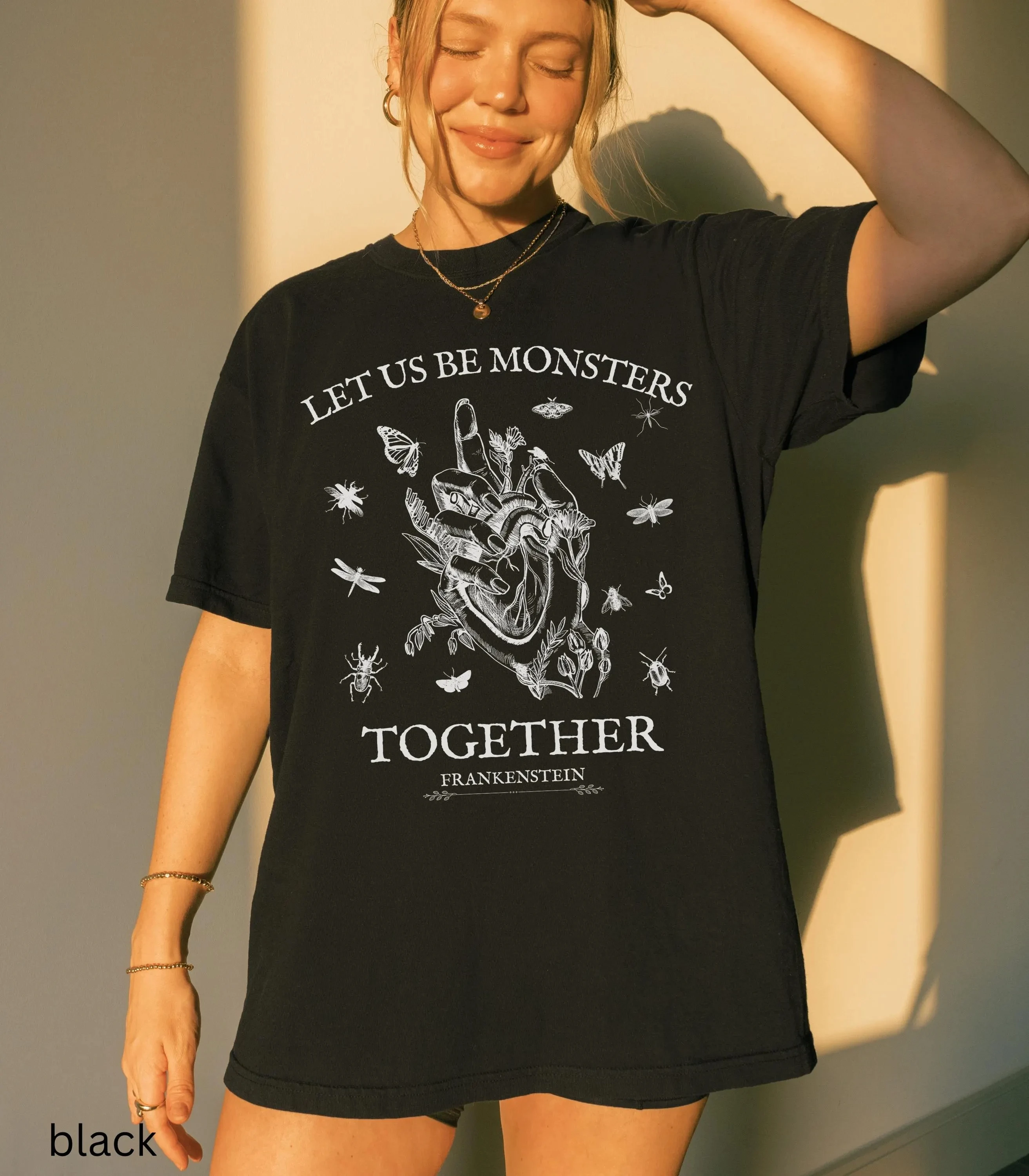 Camiseta Frankenstein Mary Shelley, Insectos, Temporada de Terror, Terror, Gótico, Amante de las Películas de Monstruos, Merchandising, Literario, Academia Oscura