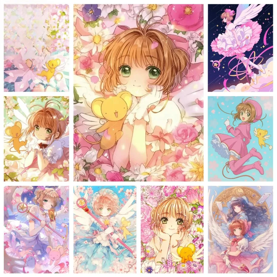 Sakura Card Captor Living Room Bedroom Wall Art Classic Magical Girl Anime Frameless Canvas Painting Poster for Home Decor Gi