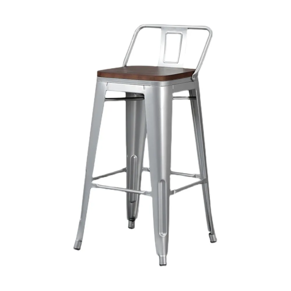 

Bar Chair Modern Simple High Stool Wrought Iron Wood Chair Cash Register Home Backrest High Chair Counter Height Stools Chairs