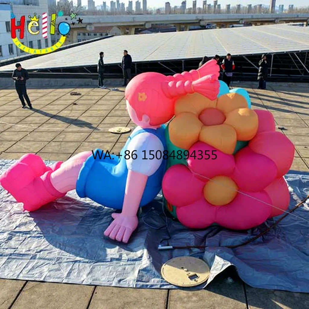 Customizable Multi-Color Inflatable Cartoon Character UsingThermal Transfer Printing with Blower
