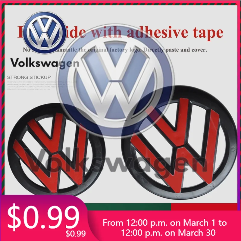 

Car Sticker 2pcs ABS Car Front Grill Emblem Rear Trunk Badge Logo for Volkswagen VW Golf 5 6 7 7.5 8 MK5 MK6 MK7 MK8 Polo P