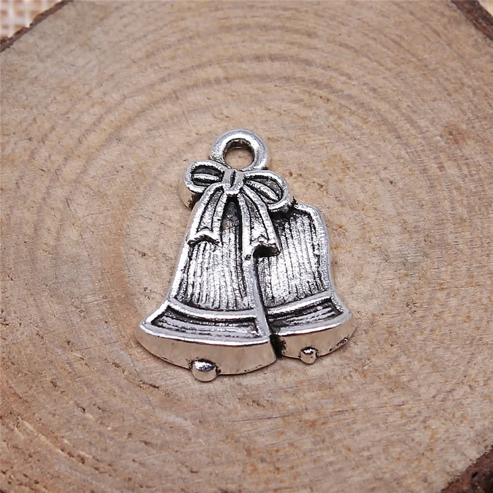 WYSIWYG 10pcs 21x17mm Antique Silver Color Bell Charms Pendant For DIY Jewelry Making Handmade Jewelry Craft Findings