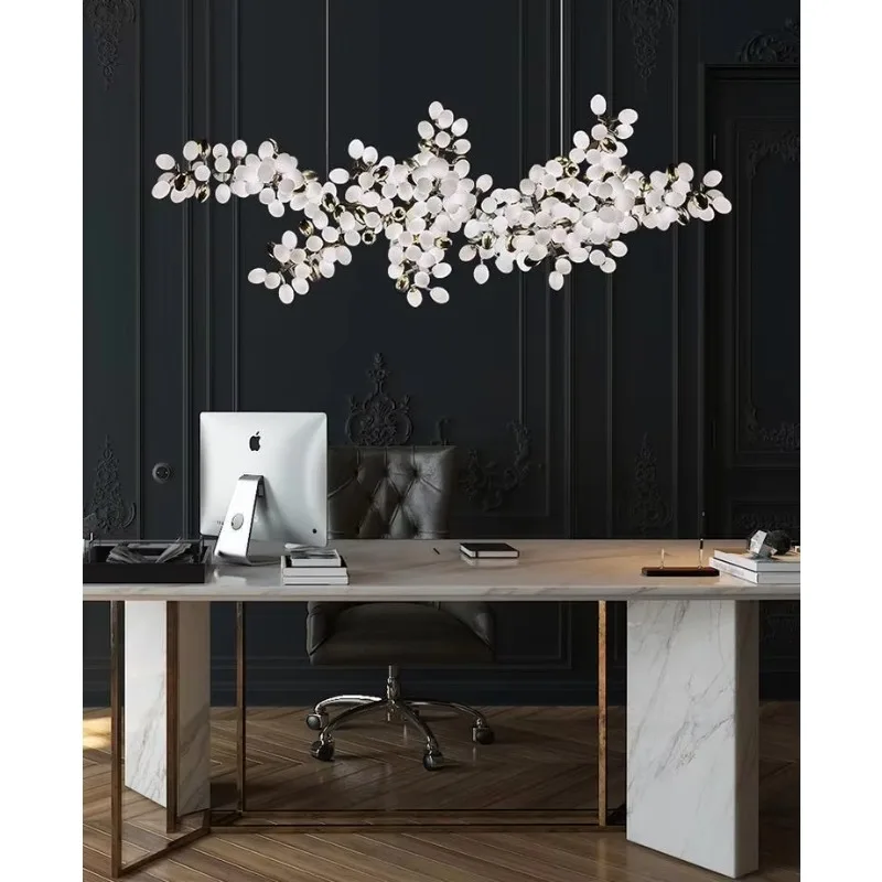 

Hotel Designer Customized High Ceiling Light Horizontal Luxury Hotel Big Commercial Dining Room Glass Grape Chandelier