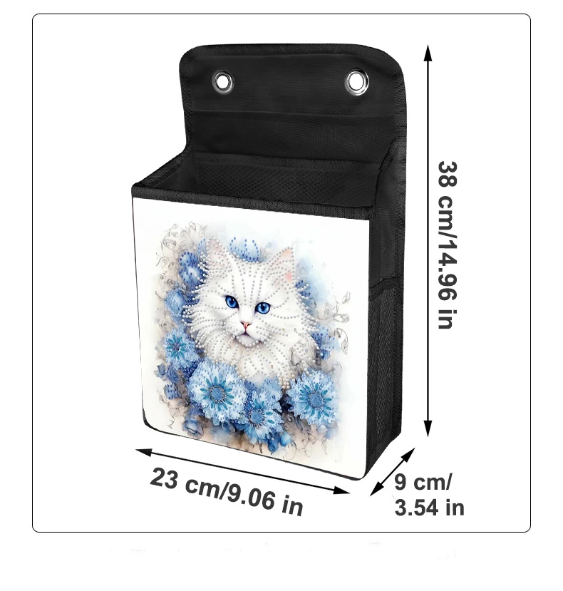 5D Diamond Art Hanging Storage Bags Cat Canvas Diamond Painting Hanging Storage Bag Handiwork DIY Point Drill Wall Hanging Bags