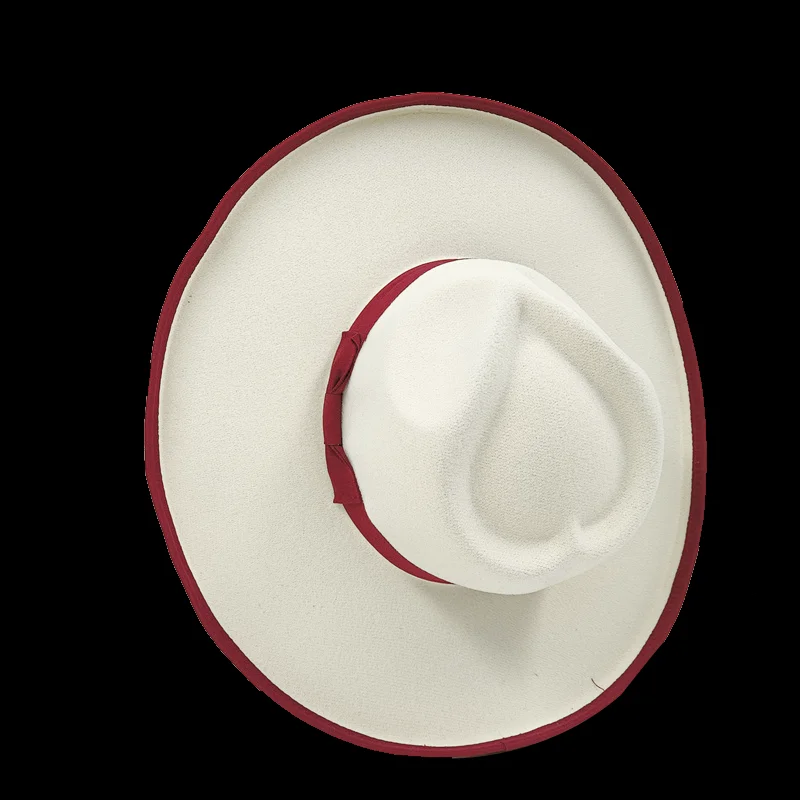 Sombrero Love Fedora Hat Men's Women's Jazz Hat White Hat Red Bow Fedora Hat Autumn New Product Release Sombriro Hombre Hat