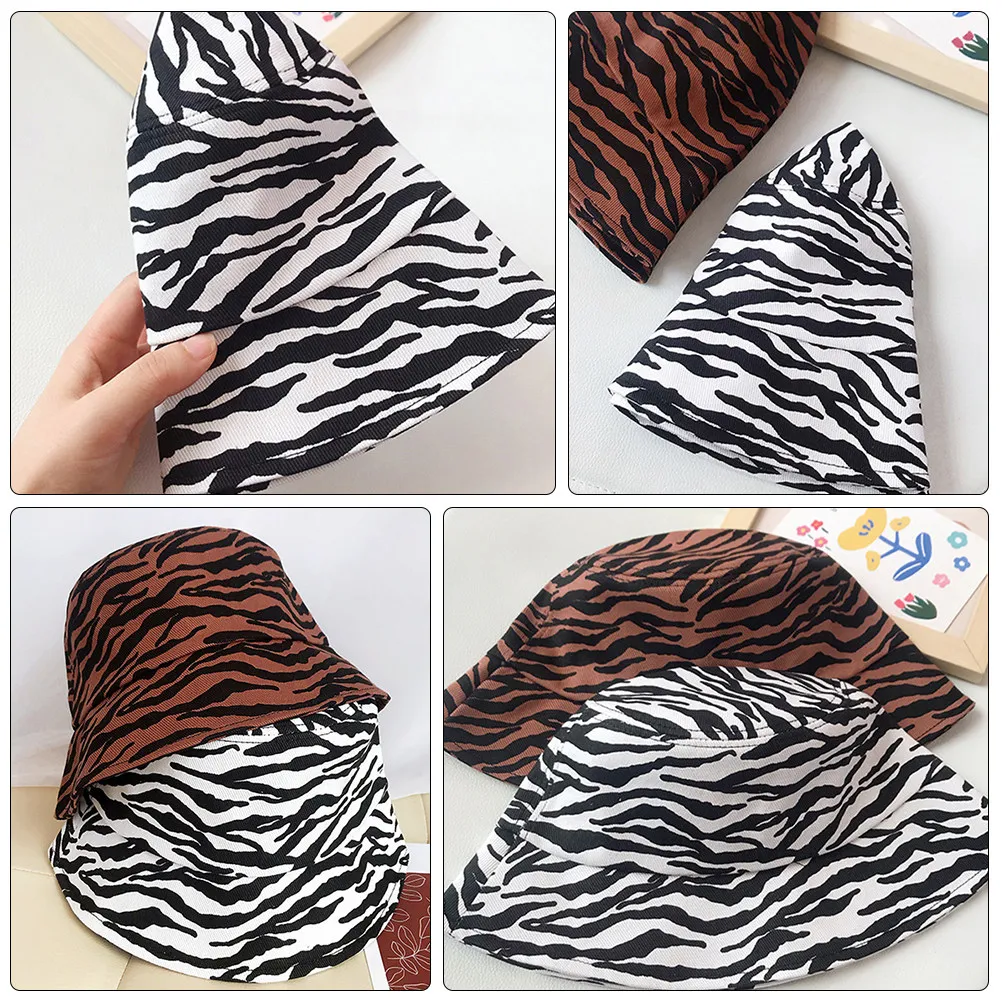 Zebra Stripe Bucket Hat Sun Protection Lightweight Collapsible Summer Sunhat for Travel Outdoor Sports Beach Holiday Fun
