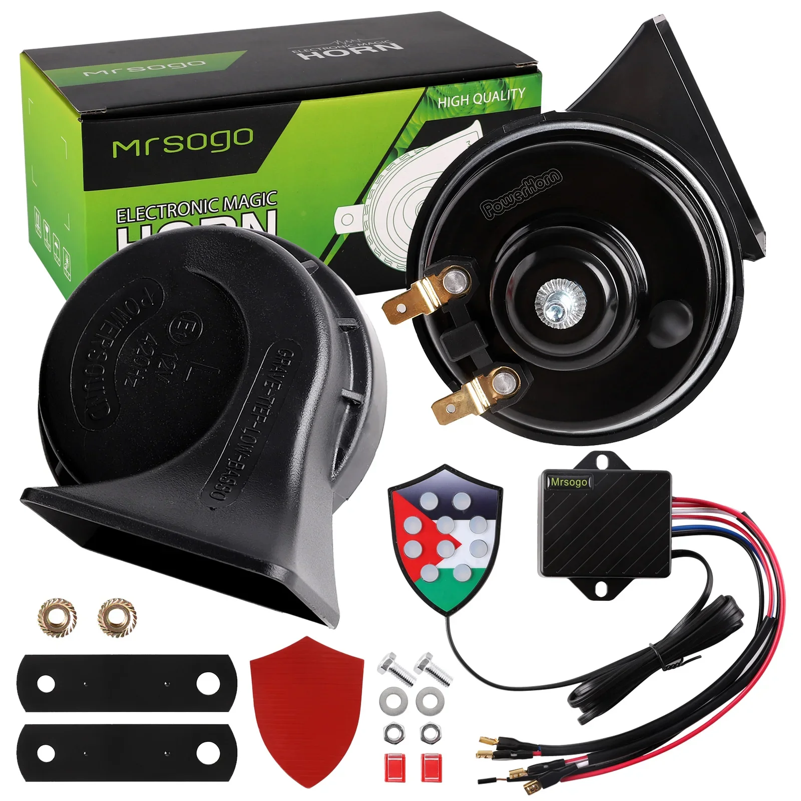 120dB Loud Musical Car Horn, 12V Waterproof Snail Horn with 10 Sounds & Relay Controller for Cars, Trucks, SUVs, Motorcycles
