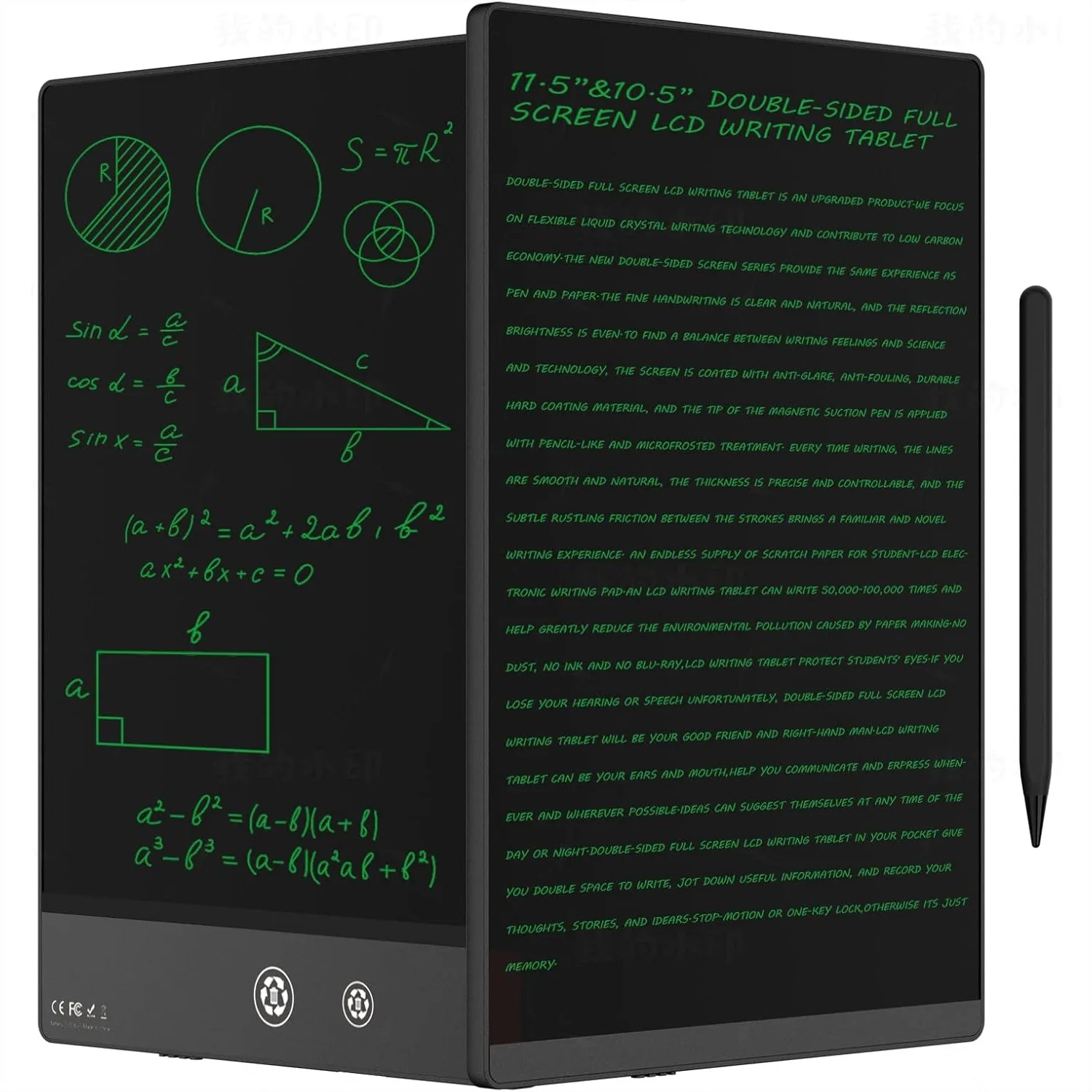 

10.5" LCD Writing Tablet for Adults, Double-Sided Digital Notepad with Pen, Reusable Erasable Pad for School Office Home