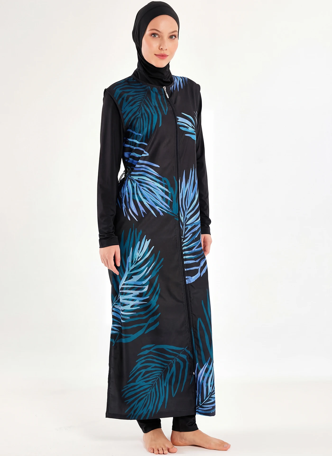 4pcs/set New Muslim Swimwear Women's Burkini Long Sleeve Sports Swimsuit Set UPF50-UV Protection image 4