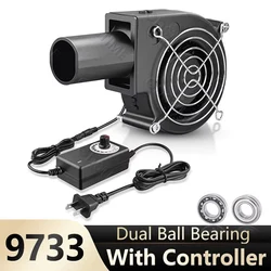 Gdstime 9733 Big Air Flow Blower 9cm Portable Fan With Adapter 90mm Centrifugal Blower for Wild Camping Picnic Outdoor BBQ Stove