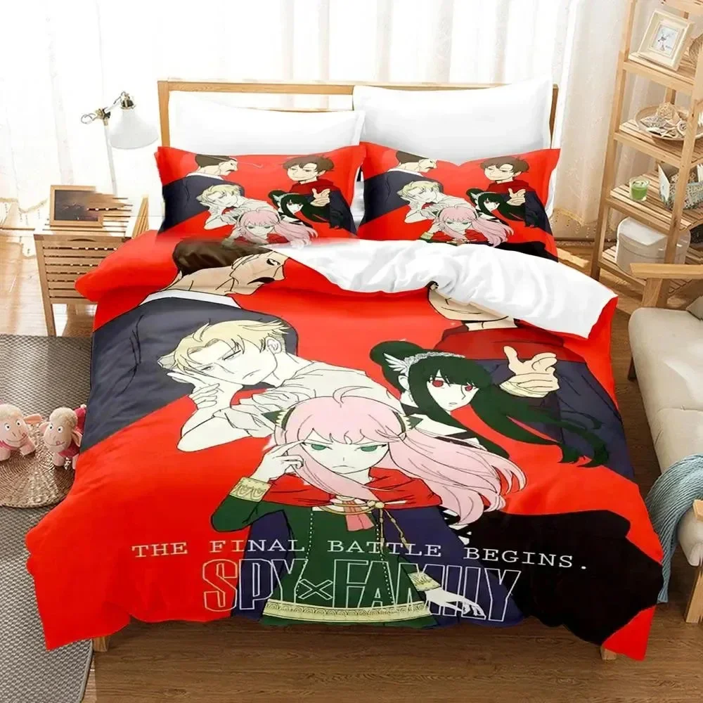 Anime Spy x Family Anya Duvet Cover Pillowcase Bedding Set Double Twin Full Queen King Adult Kids Bedclothes Quilt Cover