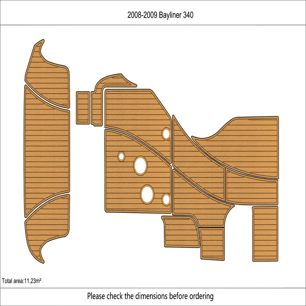 

2008-2009 Bayliner 340 swim platform &cockpit 1/4" 6mm EVA teak FLOOR SeaDek MarineMat Gatorstep Style Self Adhesive