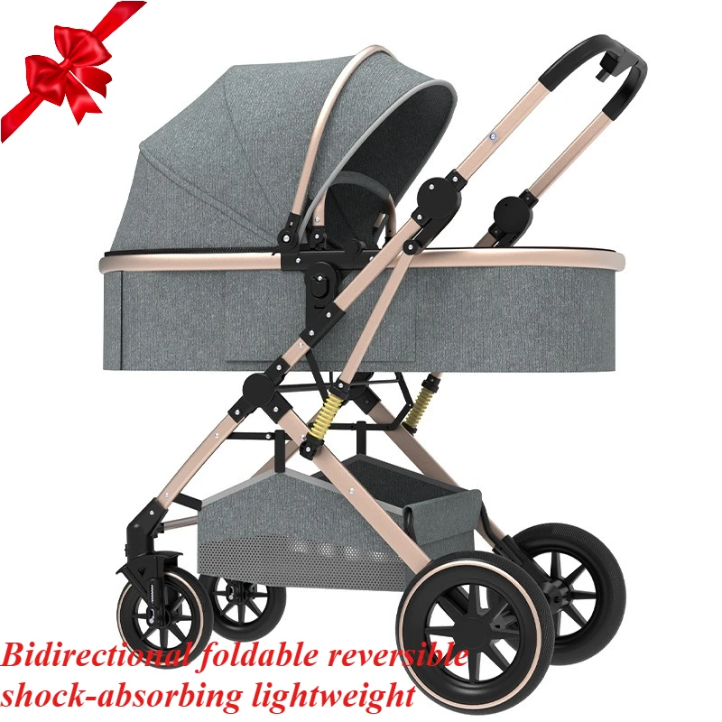 

Коляска для новорожденных может сидеть и лежать, двусторонняя, высокая ландшафтная амортизация.