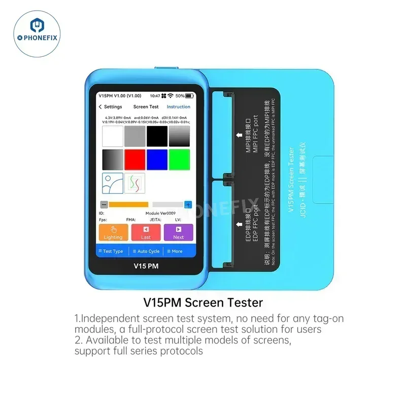 JCID V15 PM Series Professional Screen Tester for IPhone MIPI EDP Android LCD Screen Touch Function Testing Repair Device Tool