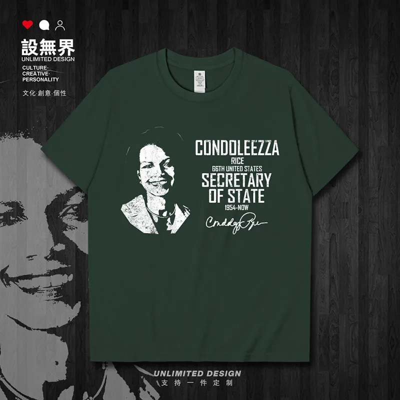 Célébrité Condoleezza riz états-unis politique hommes t-shirt nouveaux hauts à manches courtes vêtements coton été mode décontracté 01