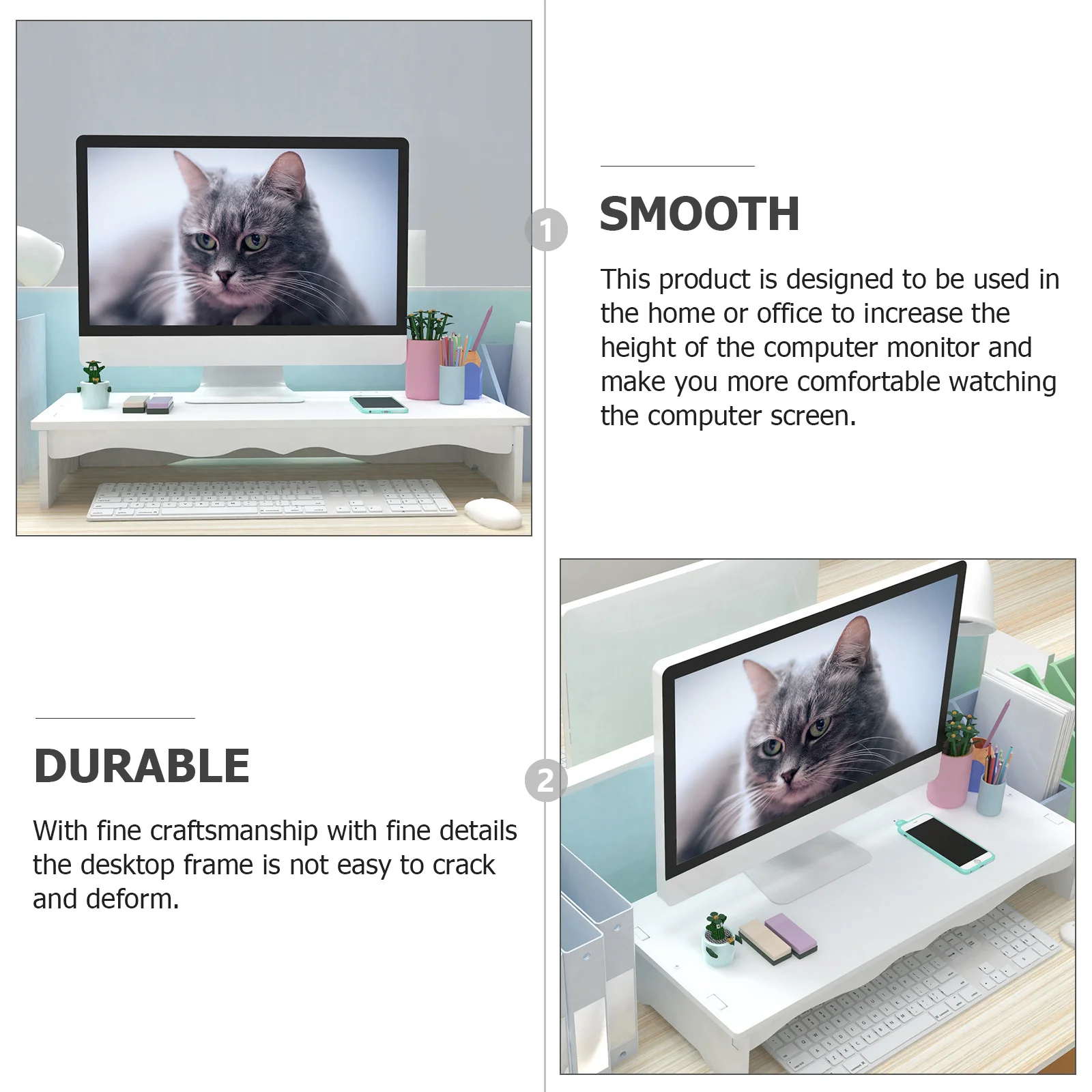 Computer Monitor Stand Simple Appearance Smooth Decorative Styles Fine Craft Not Easy Crack Deform Home Office Raise Screen