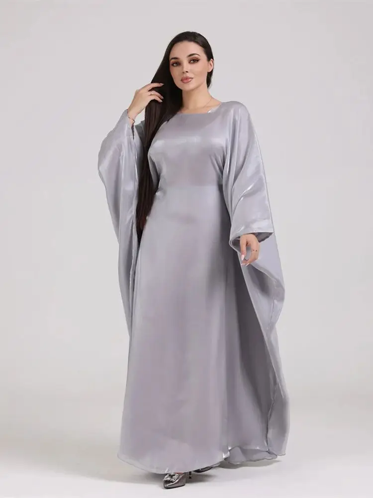 Batwing Butterfly Satin Abaya Dubai Luxury Muslim Kaftan Maxi Dress Abayas For Women Kebaya Robe Caftan Marocain Femme Vestidos