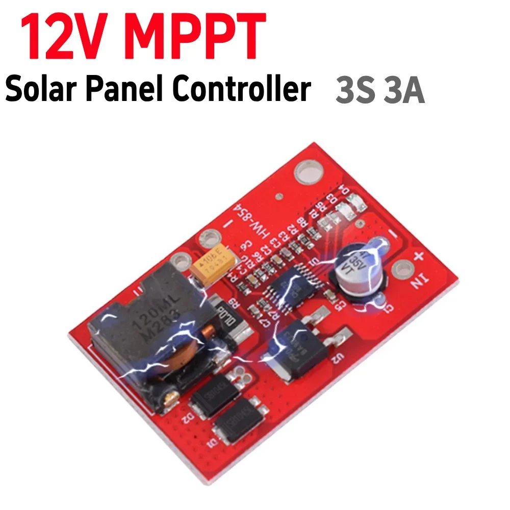 12V MPPT Solar Panel Controller 3S 3A MPPT Solar PV Charger Controller Module for 18V Solar Panel System Lithium Battery Chargin