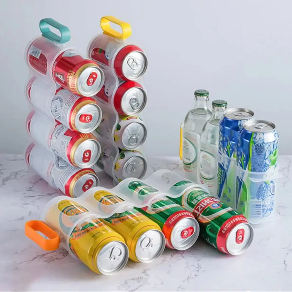 

Four Grids Soda Organizer Refrigerator Beer Cans Drink Holder Beverage Organizer Beer Dispenser Kitchen Organizers organizadores