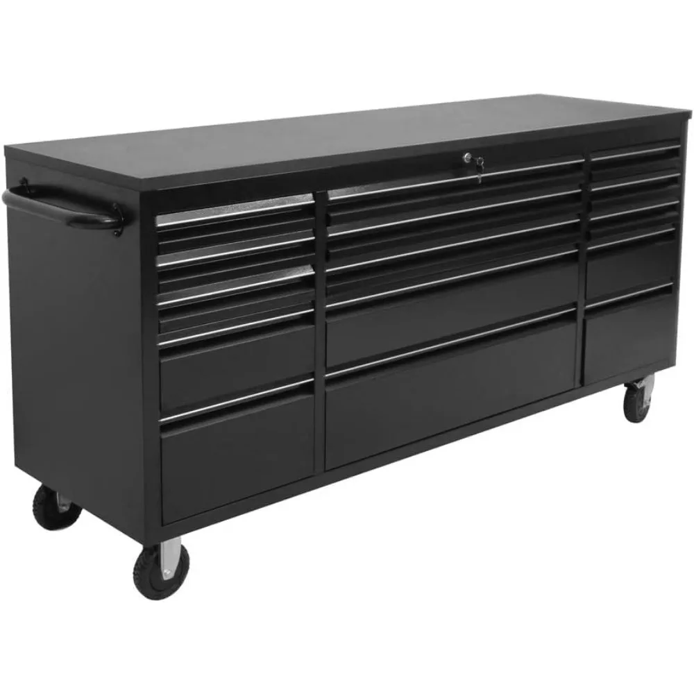 72-inch Rolling Tool Chest with Wheels and 15 Drawers, Mobile Garage Workbench, Assembled Large Tool Box Storage Cabinet