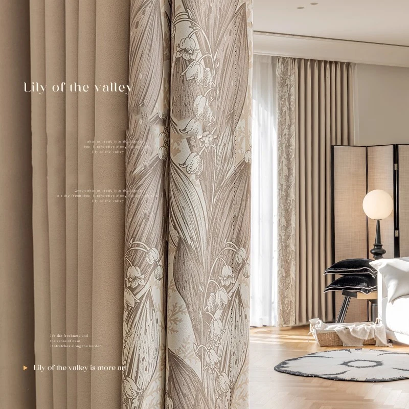 

Шторы с французским принтом в тон, универсальные, в европейском стиле, легкие, роскошные, современные, простые, бежевые шторы для гостиной, спальни