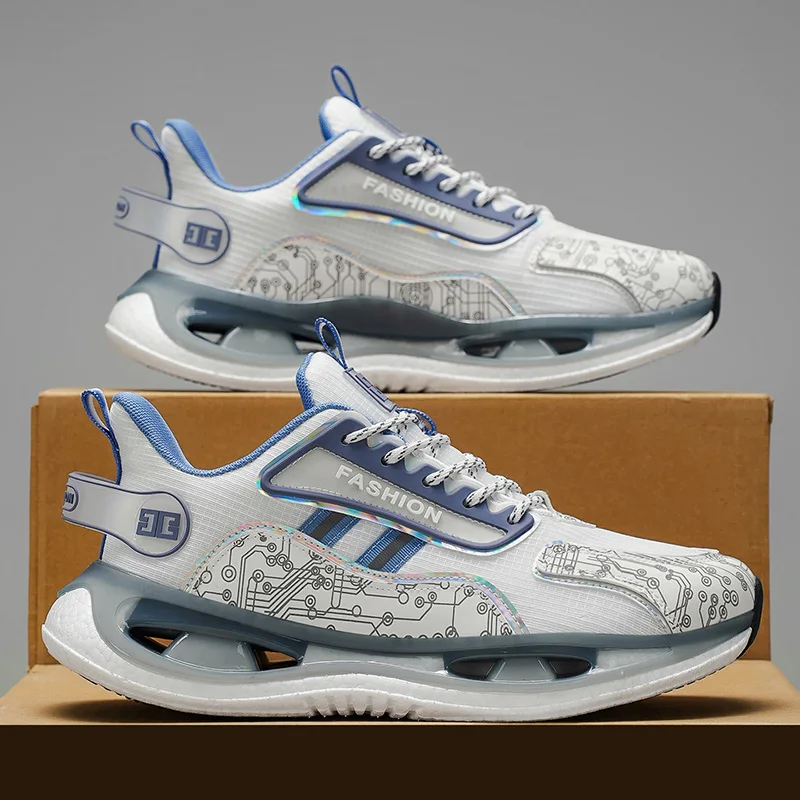 Men's shock-absorbing light casual sneakers spring summer soft-sole breathable outdoor racing running shoes student speed sports