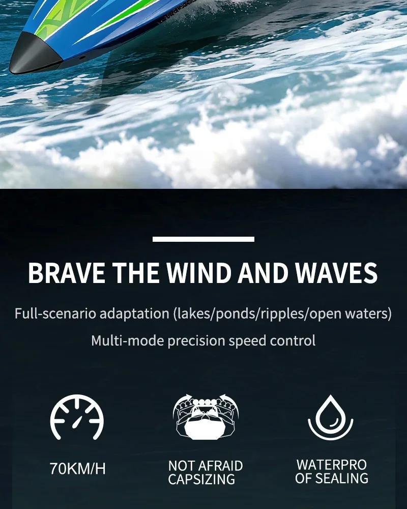 

Profeesional 43CM Large RC Boat Capsize Reset Waterproof Remote Control Boat 70KM/H Brushless Speedboat High Speed RC Racing Boa