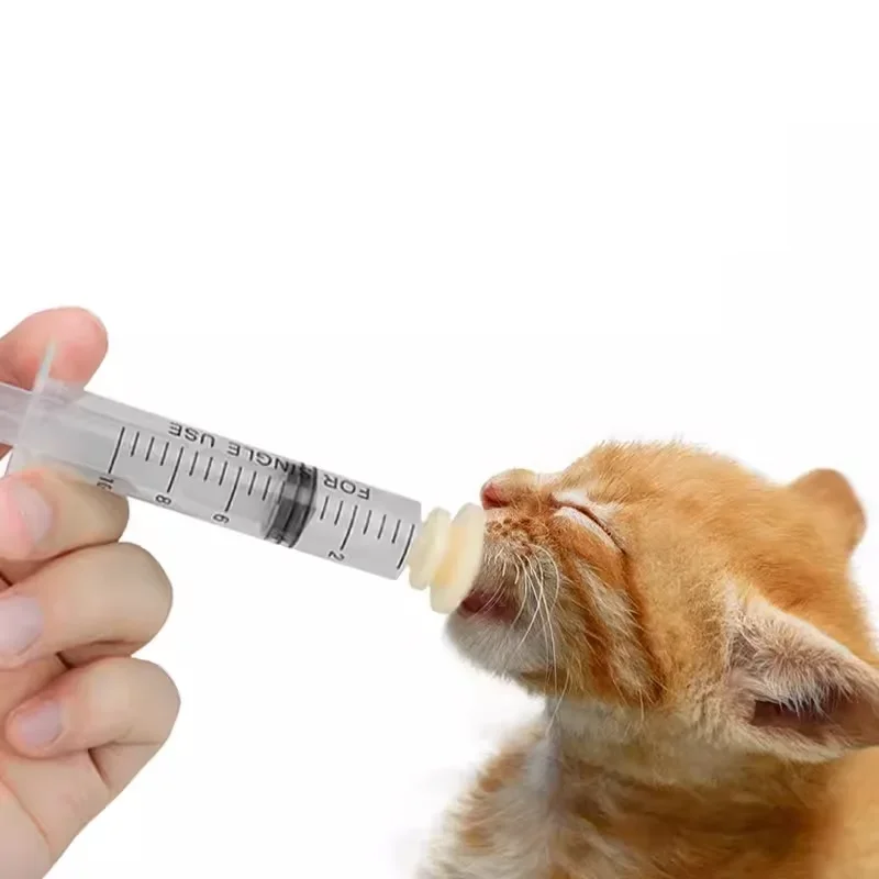 Pet Feeding Nipple Kitten Nursing Syringe for Puppy Silicone Feeding Pacifier for Pets & Wildlife, 1-20ml Oring Syringe Reusable