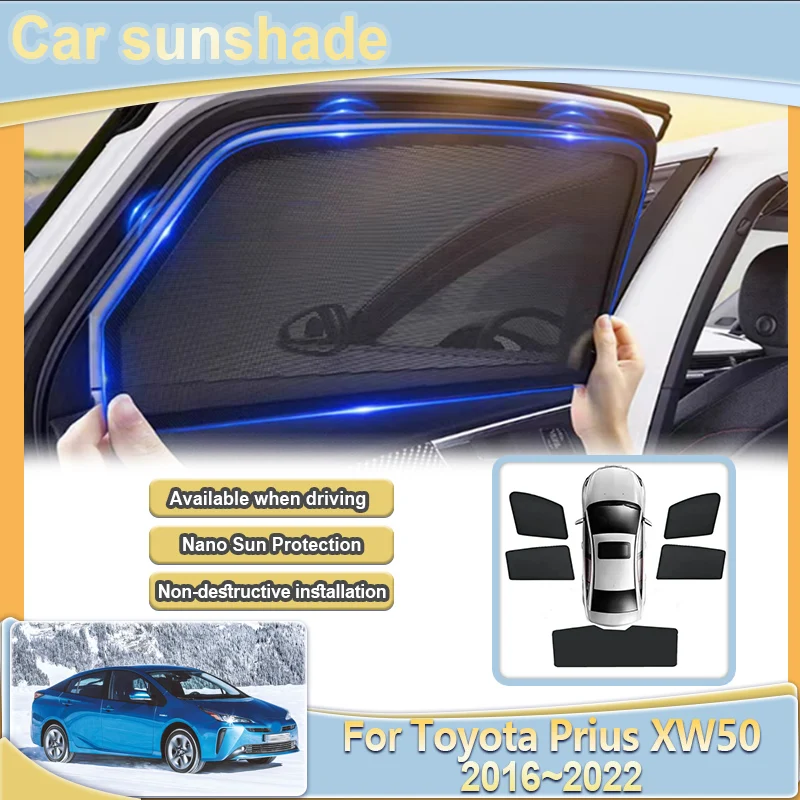 

Для Toyota Prius XW50 MK4 2016-2022 2020 автомобильные солнцезащитные шторы для окон, солнцезащитный козырек, блокирующий свет, солнцезащитный крем, автомобильные аксессуары