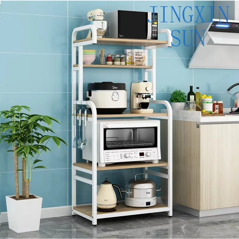 Multi-Storey Household Storage Shelf Five-Stories High Floor-Mounted Microwave Oven Dish Cabinet with Kitchen