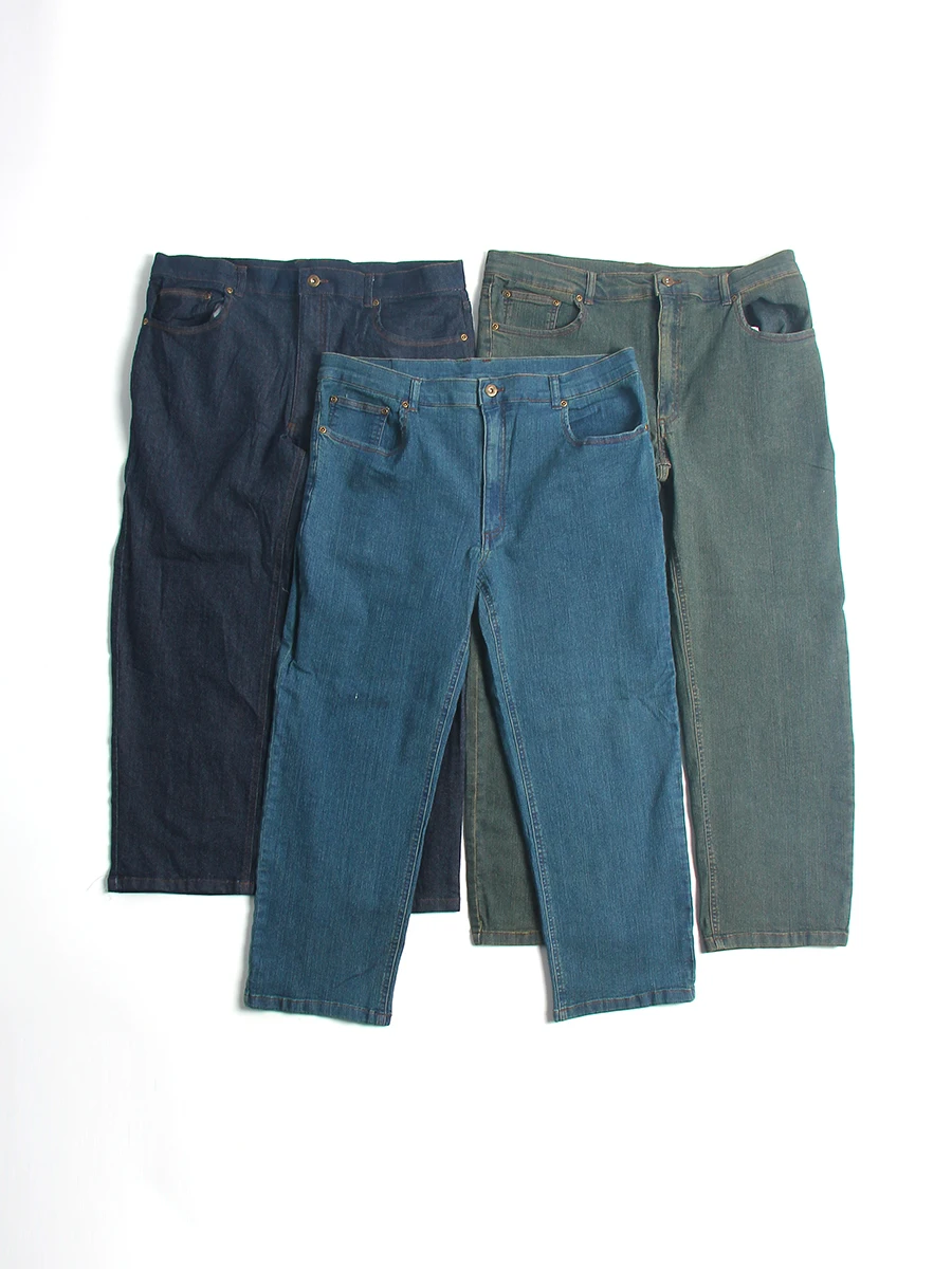 

Мужские джинсы свободного кроя на резинке, винтажные, прямые, укороченные (9/10 длины), из смесового хлопка и полиэстера, для весны и осени