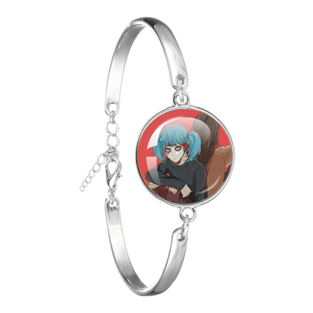 Horror Suspense Puzzle Game Sally Face Anime Sal Fisher Alloy Bracelet Glass Cabochon Bangles Jewelry Accessories Gift