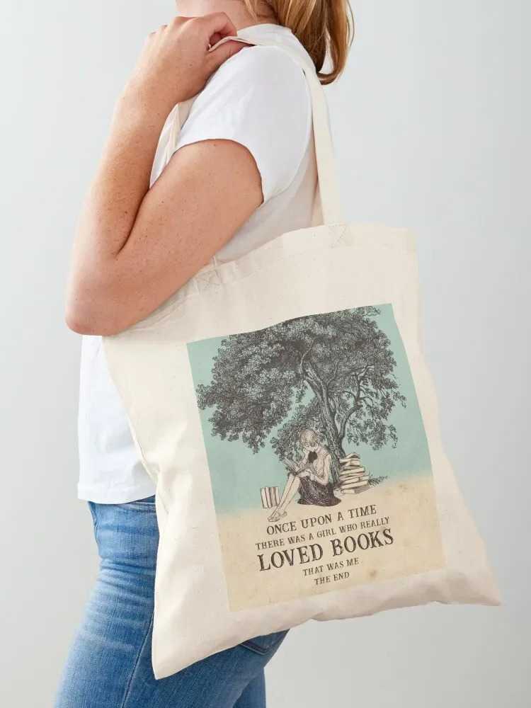 Book Once Upon A Time Heart Bookworm Tote Bag custom tote bag bags for women Canvas shoulder bag