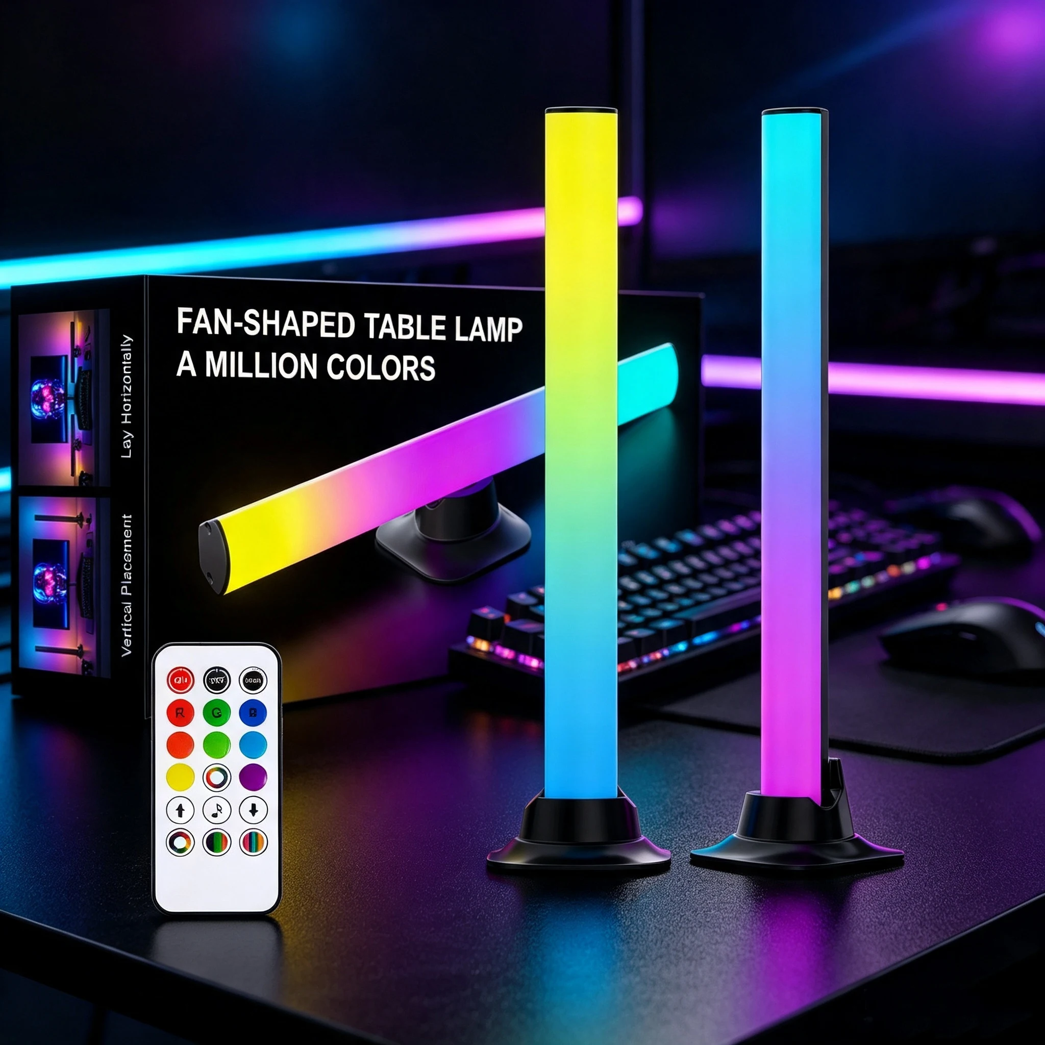 2 Pack RGB LED Light Bar 5V USB Desktop Atmosphere LED Lamp with Remote Control Night Light for TV Gaming Room Bedroom