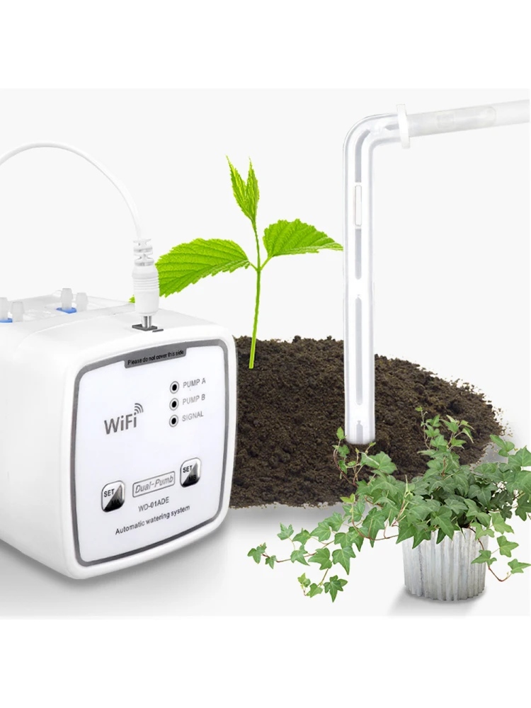 WIFI Intelligent Watering Device Double Pump Timed Automatic Drip Irrigation System Remote APPController for Garden Plant Flower