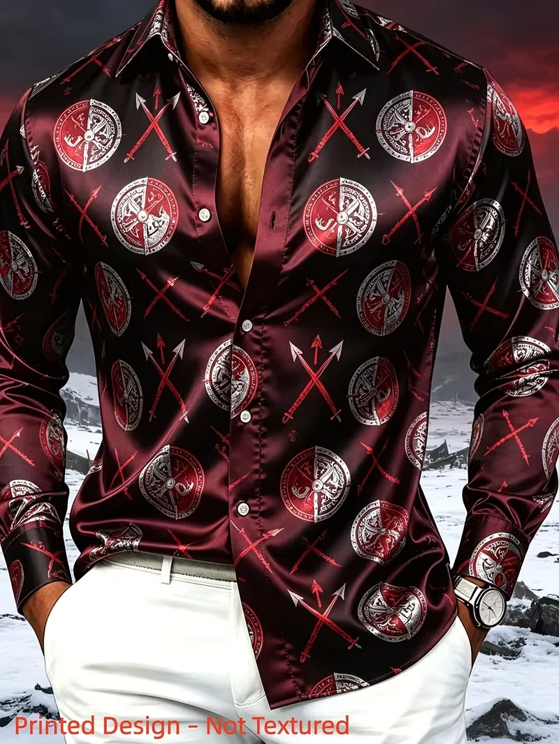 New wine red black vertical stripe dark flower long sleeved shirt, light mature men's business casual party shirt