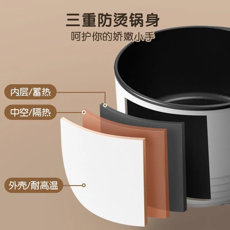 หมี1.6L Mini ไฟฟ้าหม้อหุงข้าวไฟฟ้าหม้อข้าวหม้อหุงข้าวไม่ติดเครื่องปั่นอาหารไอน้ำ Double Layer หม้อร้อน Multicooker