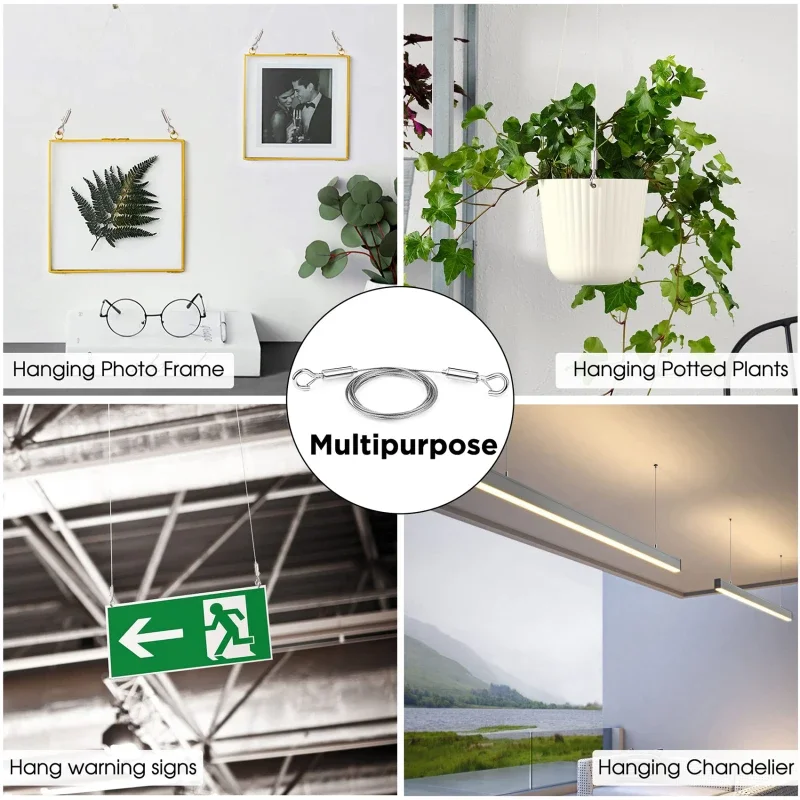 ระบบแขวนเสื้อผ้าแบบปรับได้อัตโนมัติด้วยสปริงลวดสลิง พร้อมตะขอแขวนรูปภาพ  วัสดุสแตนเลส