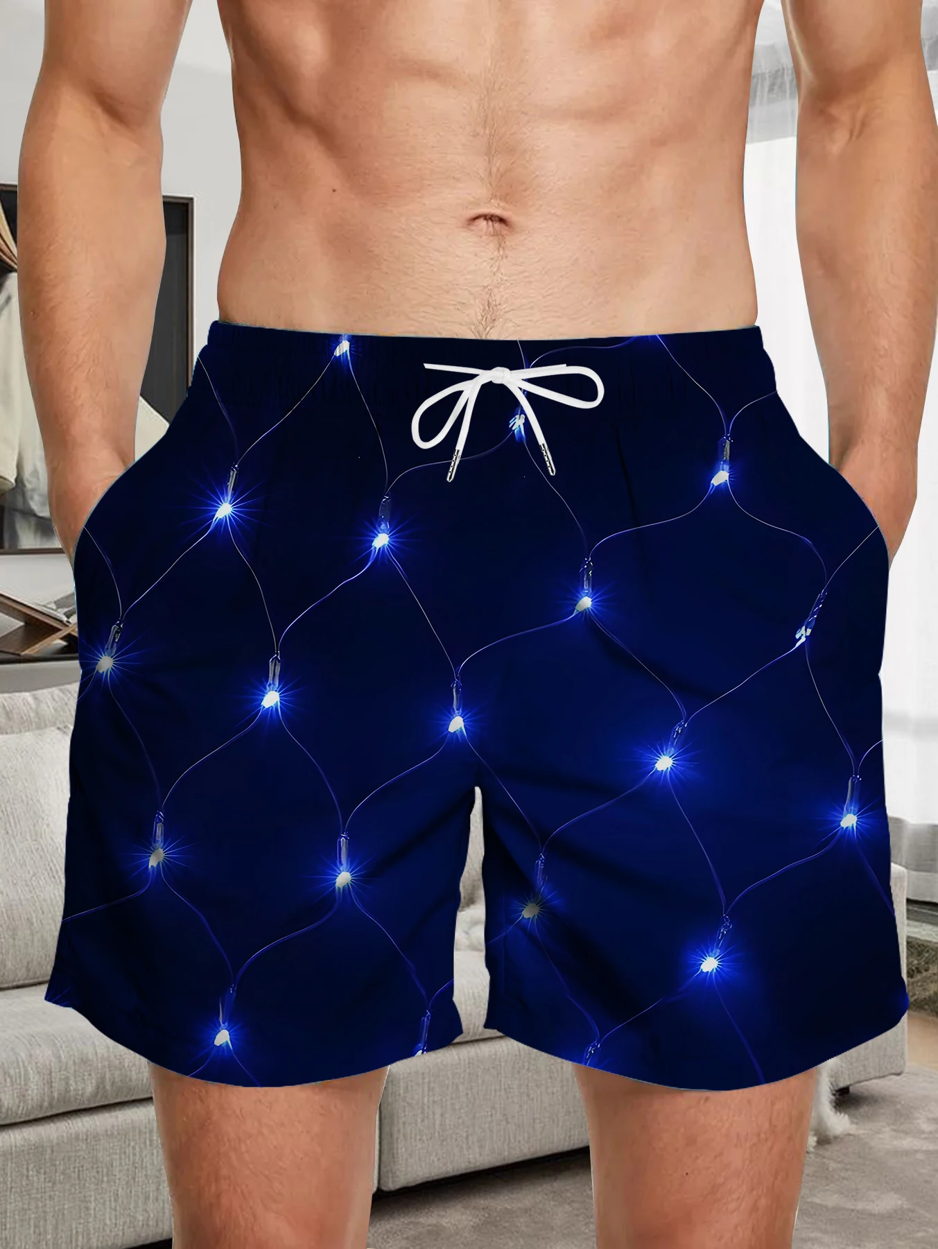 

Plus Size Men Digital Printed Shorts Full Print Quick Dry Polyester Beach Trunks