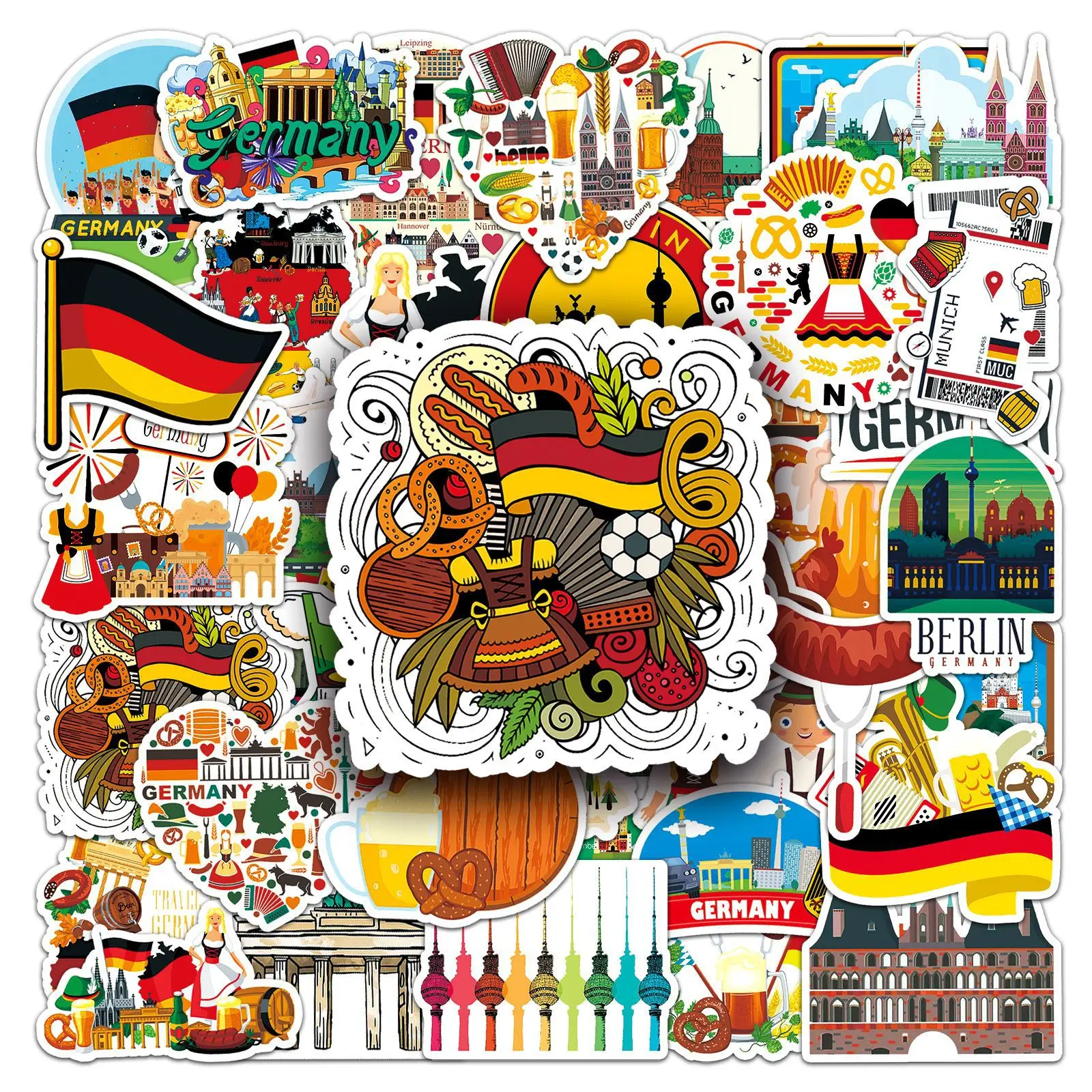 

50Pcs German Elements Series Graffiti Stickers Suitable for Laptop Helmets Desktop Decoration DIY Stickers Toys Wholesale