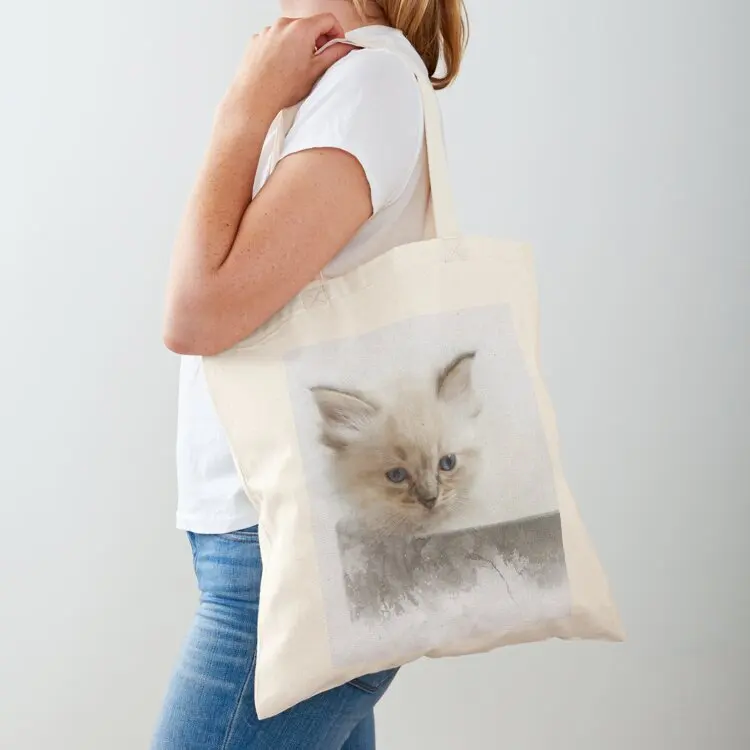 

Ragdoll Kitten Watercolour Photograph, Cat Tote Bag shopping bag logo tote bag custom canvas bags shopper woman