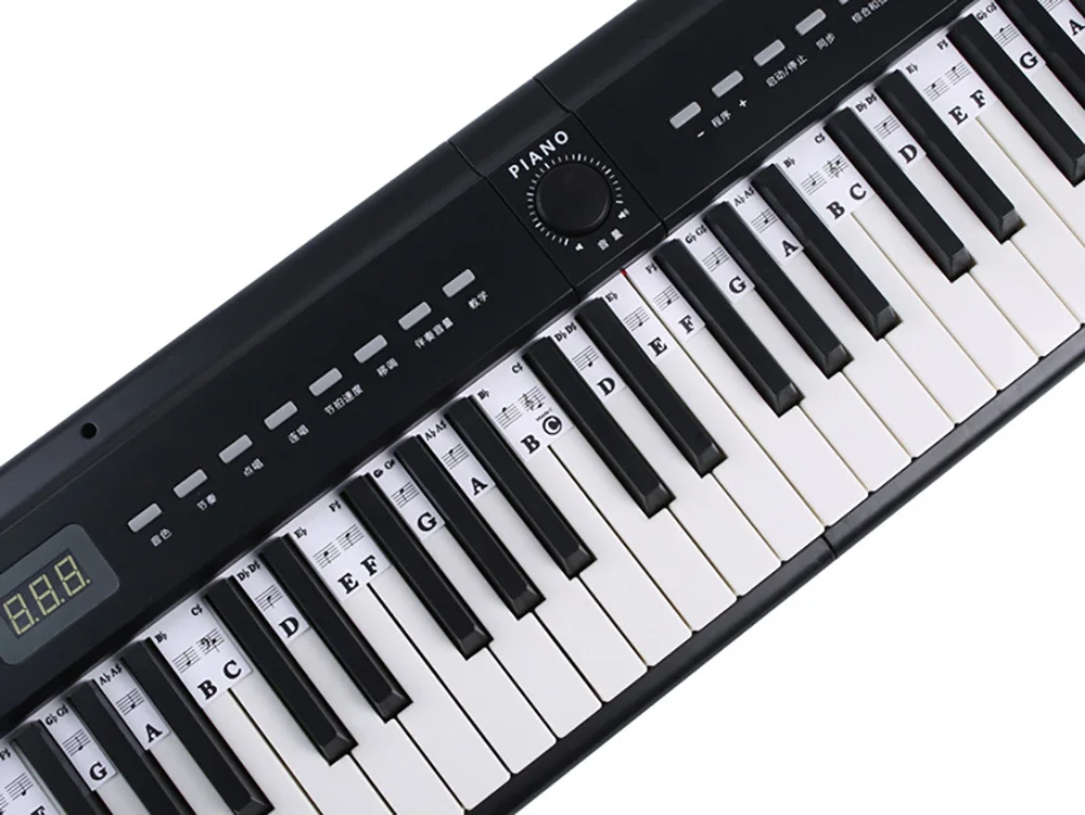 Aufkleber für Klaviertastatur, 88/61 Tasten, abnehmbare Etiketten für Musiknoten für Anfänger, PVC-Klaviertastenetiketten, Leitfaden für Klaviernoten aus Silikon – Detail 13