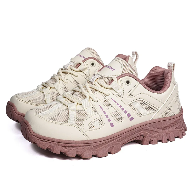 Men Women Hiking Shoes Breathable Mesh Trekking Sneakers Non Slip Rubber Sole Outdoor Walking Camping Trail Footwear