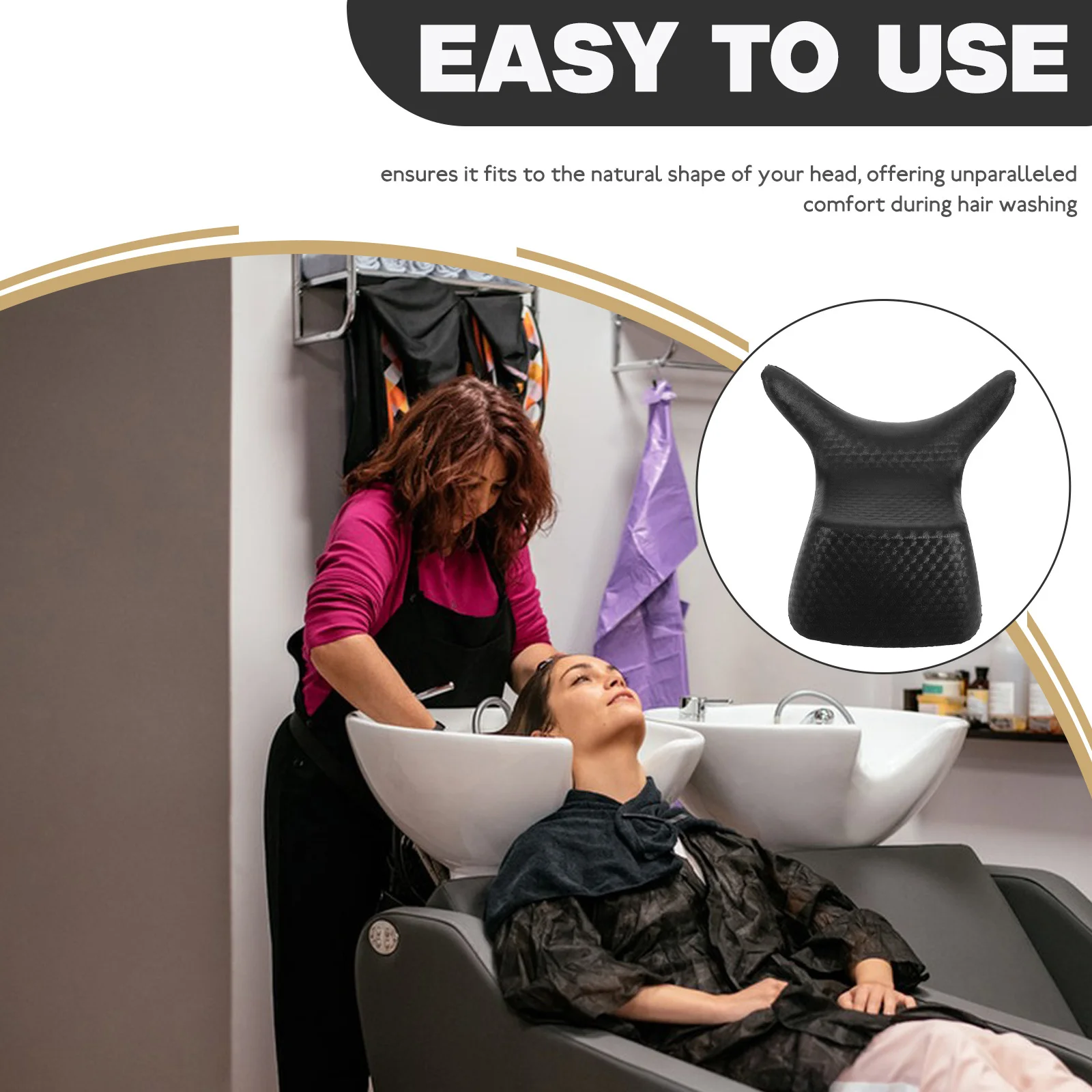 

Waterproof Shampoo Neck Rest Ergonomic Bathtub Pillow Comfortable Head Support Hair Washing Cushion for Salon Sink Spa Bath