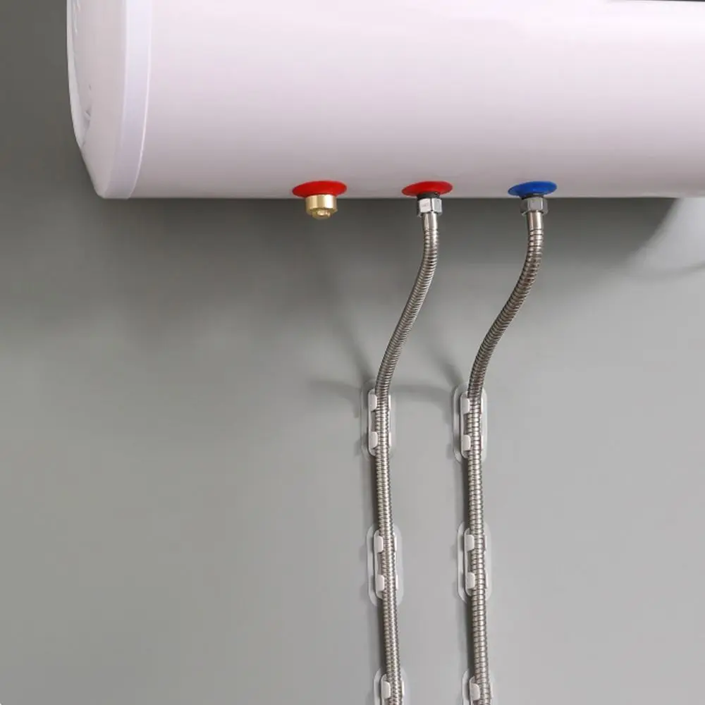 5pcs Plastic Pipe Clamp Hooks Cable Clips Pipe Support Wiring Hose Clamp Self-adhesive Fasteners Drain Pipe Holder