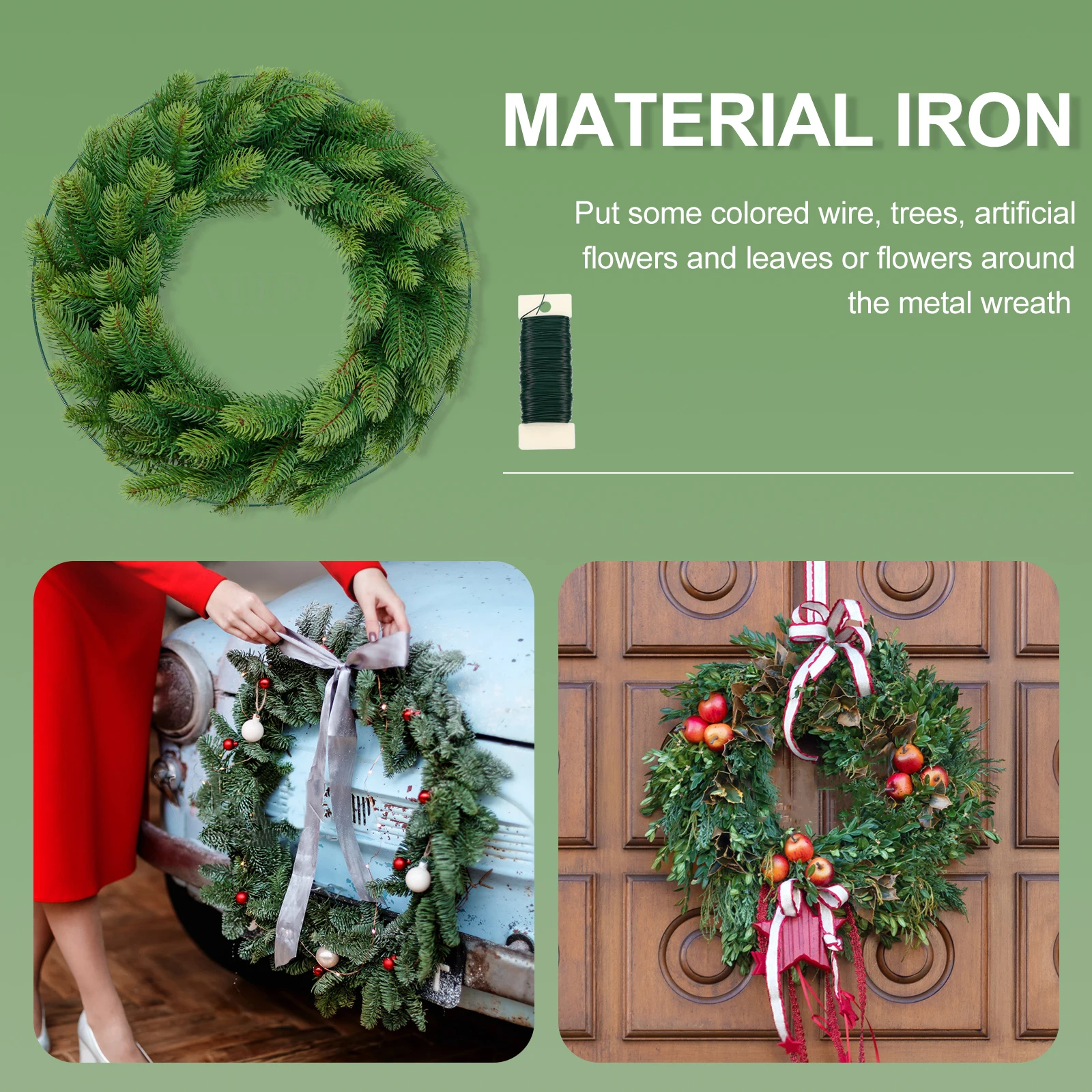 

3 Pcs Wire Wreath Frames Floral Wire Craft Making Sturdy Iron Deep Green Round Shaped Garland Hoop Long Time Useful Christmas