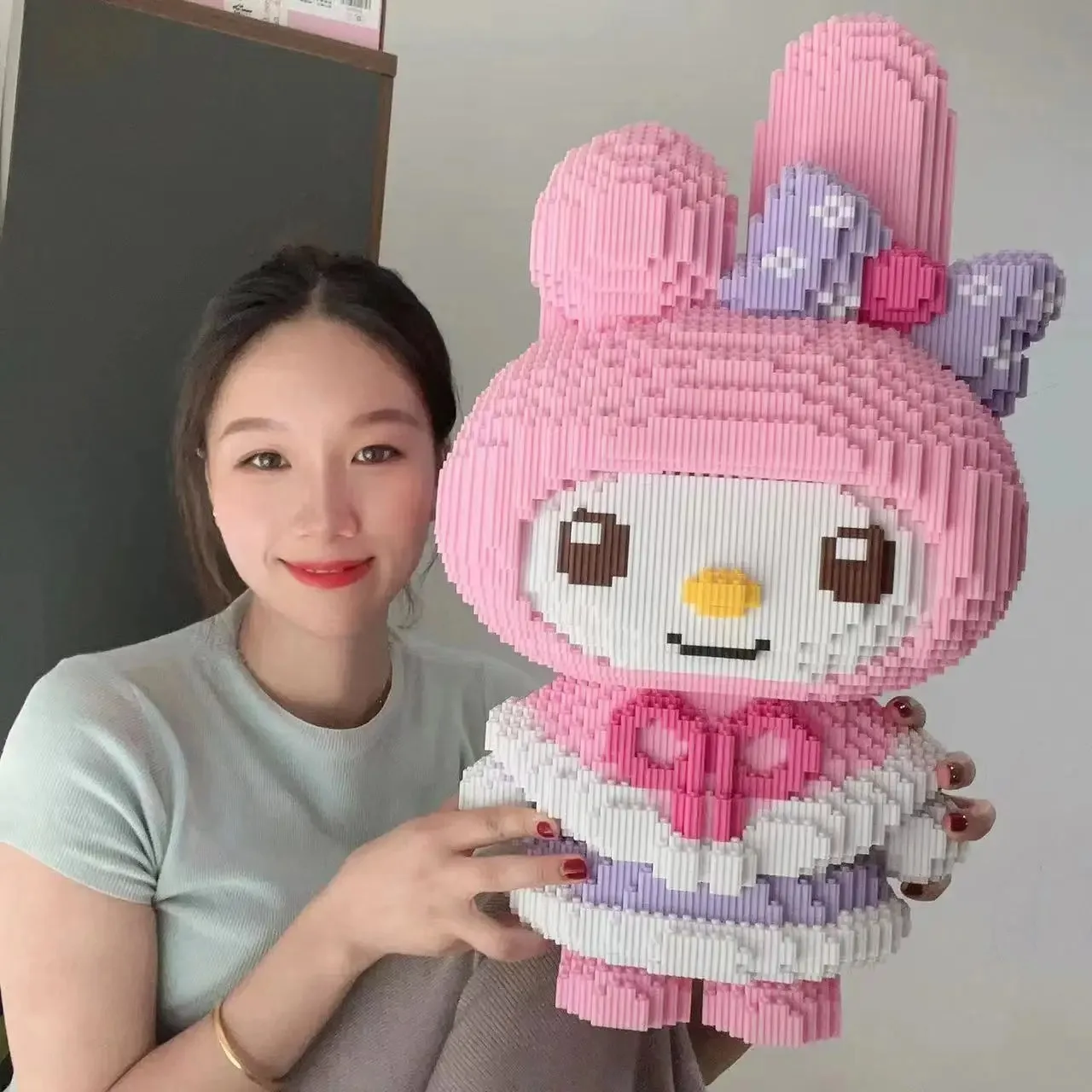 Supergroße Hello Kitty Bausteine Melodie, Kuromi, Melodie, Puzzle, Mädchengeschenk, Desktop-Dekoration, Heimdekoration