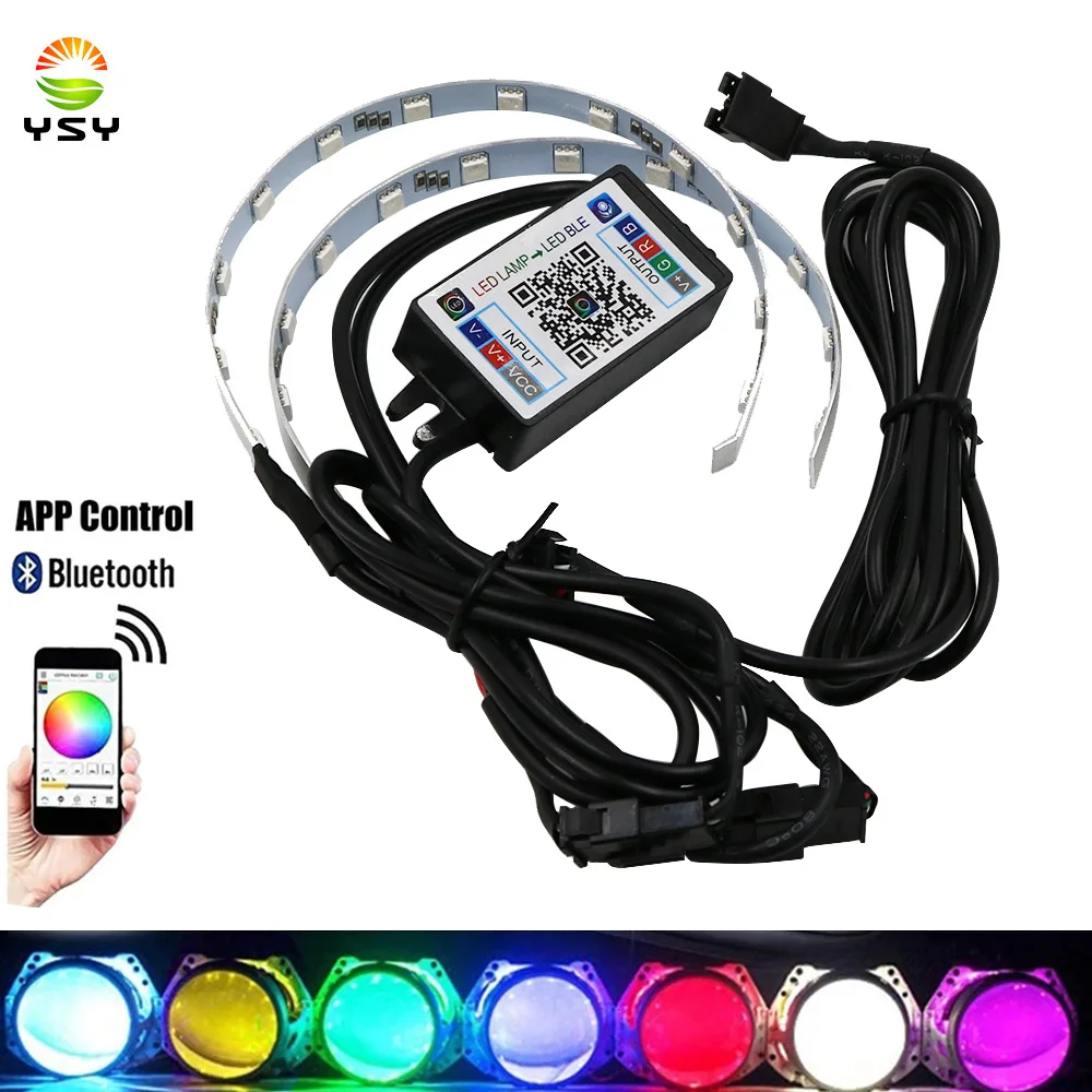 1set APP control Car Led Devil Eye Demon Evil Eyes DRL LED RGB 2.5 3.0 fari proiettore Lenscar Angel Eye accessori per auto