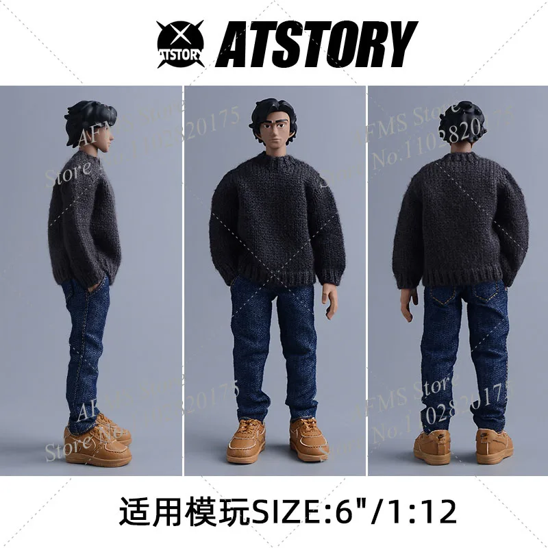 Figura da collezione in scala 1/12 maglione lavorato a maglia tendenza top con cappuccio a maniche lunghe adatti per bambole Bjd soldato Action Figure da 6 pollici