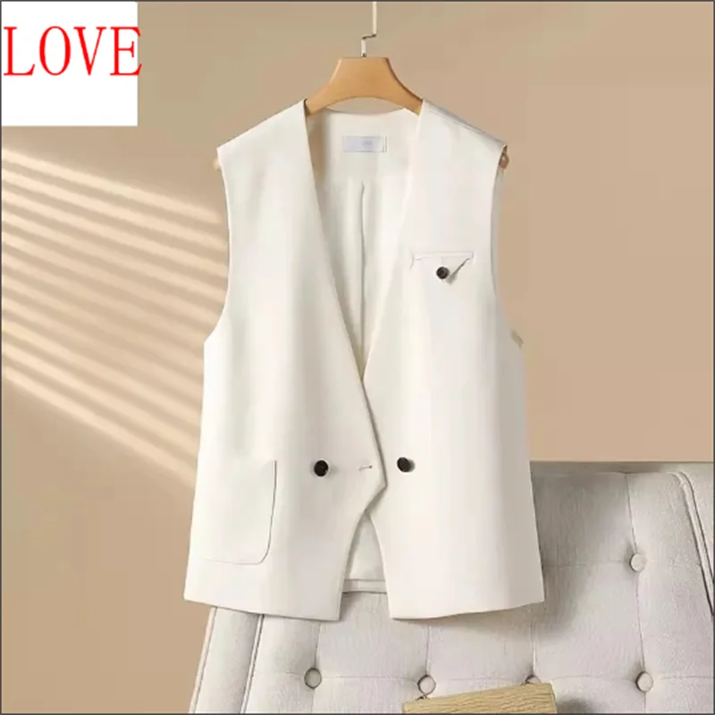 

"There is lining" Vests for Women Women Coat Spring and Autumn Style Suit Vest Fashion Loose Casual V-neck Joker Vest Jacket